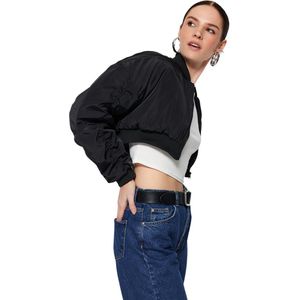 Trendyol Zwarte Oversized Supercrop Bomberjackjas Twoss23Mo00042