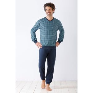 Blauwe katoenen heren pyjama Hajo - Blauw - Maat - 50