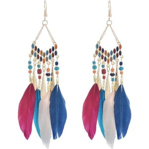 Fako Bijoux® - Oorbellen - Bohemian - Veren - Retro - Multicolor