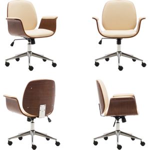 vidaXL Kantoorstoel gebogen hout en kunstleer crèmekleurig - Bureaustoel - Bureaustoelen - Kantoorstoel - Kantoorstoelen