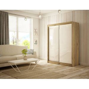Peak Craft Eiken schuifkast Gold K003 + witte lacobel 120 Arton