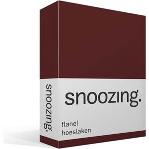Snoozing - Flanel - Hoeslaken -  Lits-jumeaux - 160x200 cm - Aubergine