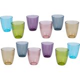 12x Cosy&Trendy Moments Streetfood Waterglazen/Drinkglazen - 31 cl - Tumbler - Gekleurd - Multi-Colour