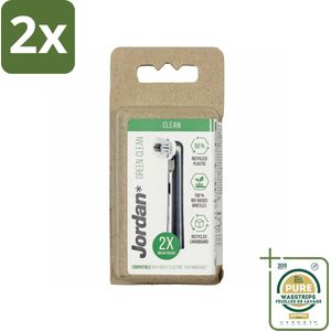 Jordan - Opzetborstels - Green Clean - 2 Opzetborstels - Voordeelverpakking - 2 stuks - Duurzame tandenborstel - Zachte tandenborstel