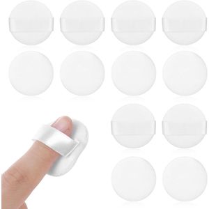 12 stuks mini-poederpads - Mini-Beauty-Blender Sponzen en Poederkwasten met Vingerhouder Riemen