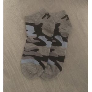 Camouflage enkelsokken grijs Unisex Enkelsokken maat 36 - 45
