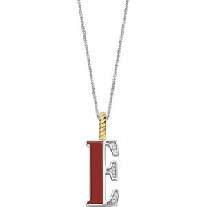TI SENTO Dames Hanger - 925 zilver - Letter E - Rood - 6840CR_E