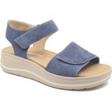 Hartjes, WOOGIE, 132.2002/40 65.00, Jeansblauwe dames sandalen met klittenband sluiting en uitneembaar voetbed