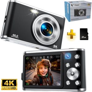 Vosoi Digitale Camera - 48MP - 4K Ultra HD - Selfie - 2.8 inch LCD