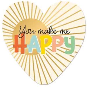 Wenskaart - You make me happy - kaart met standaard - liefde - bedankt - valentijn - juf - meester - hart van goud- artige