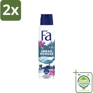 Fa - Deodorant Spray - Urban Wonder - Aardbei - 48 uur Bescherming - 150 ml - Voordeelverpakking - 2 stuks - Deodorant spray - Aardbei