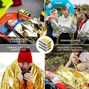 Goud en zilver 12 stuks 210 x 160 cm reddingsdeken nooddeken scheurvast waterdicht aluminium thermische warmtedeken verbanddoos voor auto eerste hulp camping