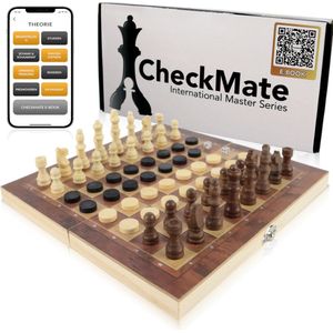 Windsor CheckMate Schaakbord - Damspel - Backgammon - met Schaakstukken - Schaakset - Hout - IM