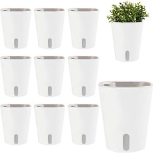 Set van 10 kruidenpotten plastic met zelfbewatering - keukenkruiden bloempot met irrigatiesysteem voor balkon en slaapkamer