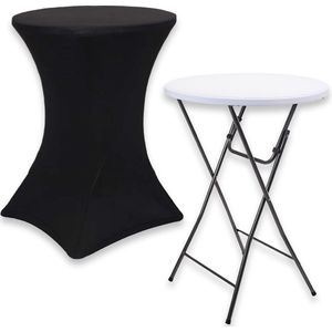 Brixy Stevige Statafel Incl. Zwarte Statafelrok - Partytafel - Robuust en Weersbestendig - Inklapbaar - 80cm x 110cm - Feest - Wit/Grijs