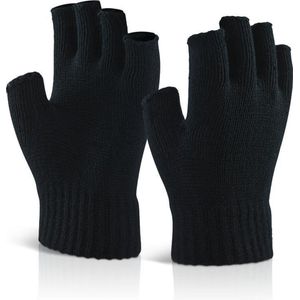 Senvi Classic Vingerloze Handschoenen met Geribbelde Manchetten - Zwart - S/M