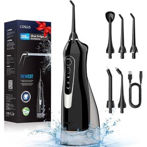 COSLUS® Tandenflosser - Tandenflosser Zwart - Tanden Flosser Elektrisch - Waterflosser - Waterpistool Elektrisch - Waterflosser - Monddouche - Monddouches Elektrisch - Monddouche/Waterflosser Beste Koop - 5 Reinigingsmodi