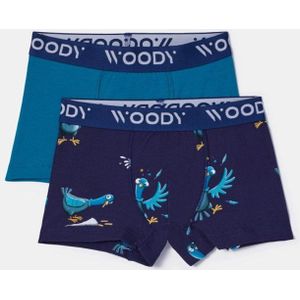 Woody duopack boxershort jongens - groenblauw/duiven all-overprint - 252-10-CLD-Z/022 - maat 164