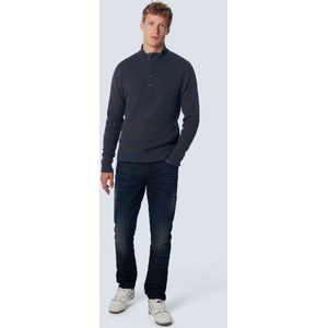 Pullover halve rits + knoop Multi gekleurd jacquard