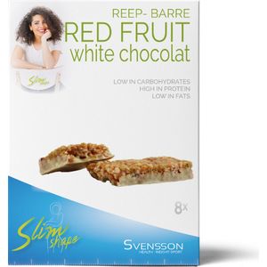Eiwitreep rode vruchten met witte chocolade, Box 7 Repen + 1 gratis, Natural Protein Bar, Low Sugar