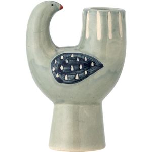 Bloomingville - Kandelaar Trudy - Keramiek - Blauw Groen - Voor 1 Kaars - 12x8 cm