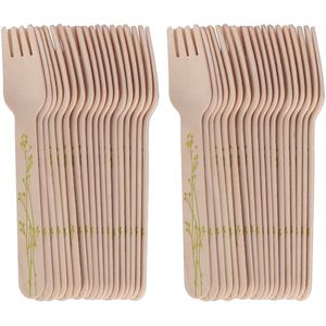 Esschert Design Vorken - hout - 40x - kruidenopdruk - 16 cm - BBQ/Verjaardag/Camping/Party