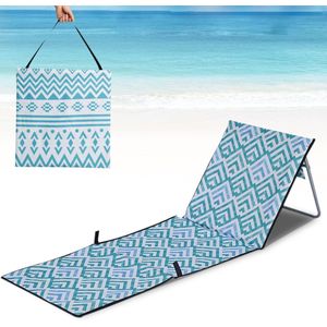 Strandmat met opvouwbare rugleuning, strandligstoel opvouwbaar gewatteerd, verstelbare ligstoel met tas, ligstoel lichtgewicht voor vakantie, tuin, camping, reizen