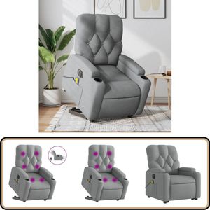 vidaXL Sta-op-massagestoel - Elektrisch verstelbaar - Grijs Sta-op Massagestoel - Massagerstoel - Elektrische Stoel - Ergonomische Stoel - Lounge Stoel