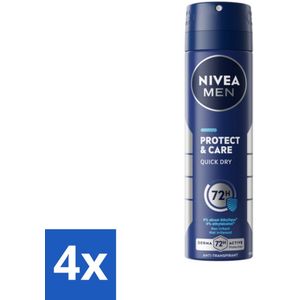 Nivea - Men - Deodorant - Spray - Protect & Care - 150 ml - Voordeelverpakking - 4 stuks