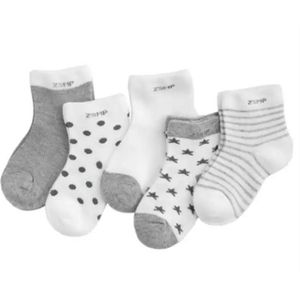 5 paar New born Baby sokken - set babysokjes - 0-6 maanden - grijze babysokken - multipack
