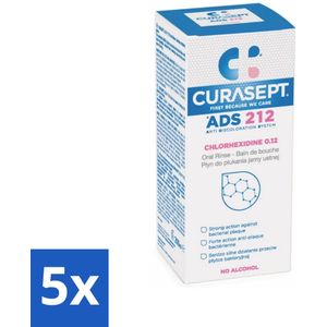 Curasept - Mondspoeling - 0,12% Chloorhexidine - Versterkt Tandvlees & Beschermt Tanden - 200 ml - Bulkverpakking - 5 stuks