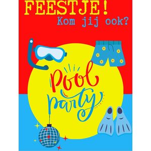 Lise Schrijft | Uitnodiging Kinderfeestje | Duurzaam | Jongen | Meisje | 15 ECO-kaarten | Zwemfeestje | Zwemmen | Disco | met leuke SLUITSTICKER | inclusief wit ENVELOP | FSC Mix credit, EU Ecolabel, ECF gecertificeerd