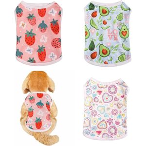 Pack of 3 Dog Shirts - Summer Breathable Puppy T Shirts - Fruit Print Puppy Sweatshirt - Soft Tank Top Sleeveless Vest - Dog Clothes Fashion Clothes for Small Dogs Cats - Pink L