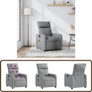vidaXL Massagestoel - Verstelbaar - Stof - Lichtgrijs Massagestoel - Verstelbare Stoel - Lounge Stoel - Relaxstoel - Elektrische Massage