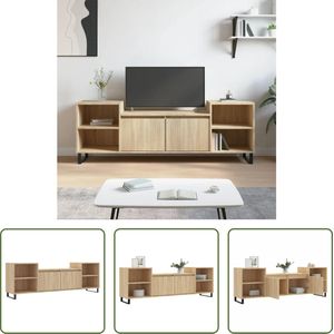 The Living Store TV-meubel - Sonoma eiken - 160 x 35 x 55 cm - hoge kwaliteit - veel opbergruimte - stevig blad - praktische deuren - wandmontage vereist