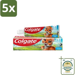5 x Colgate - Bubble Fruit - Kindertandpasta - Voor 2 tot 5 jaar oud - 50ml - Grootverpakking - Kindertandpasta - Melktanden - Gaatjes Bestrijden - Fluoride - Suikervrij