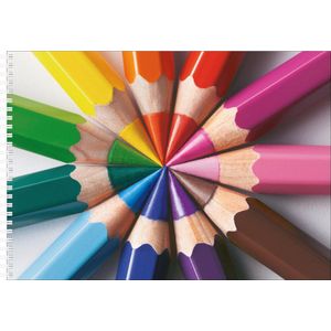 2x stuks a4 Schetsboek/ tekenboek/ kleurboek/ schetsblok met kleurpotloden bedrukking voor volwassenen en kinderen - 50 vellen tekenpapier blok