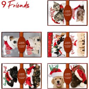 50 stuks Kerstkaarten - Nieuwjaarskaarten - met envelop - Honden en Katten -| 5 pakjes |serie  22-9