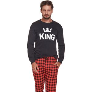 Doctor Nap Heren Pyjama Lange Mouw Lange Broek Winter Kerst Matching Gezin Familie King Zwart PMB.9761 L