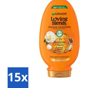 15 x Garnier Loving Blends Argan- en Cameliaolie Conditioner 250 ml - Voedende Conditioner - Glans Conditioner - Natuurlijke Conditioner - Siliconen Vrij - Duurzame Conditioner