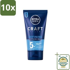 10 x NIVEA MEN - Styling Gel - Matte Finish - 150 ml - Grootverpakking - Styling Gel Voor Mannen - Matte Finish Haar - Haar Fixatie - Haar Verzorging - Vitamine E Haar