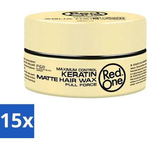 15 x Red One - Haarwax - Keratin Matte - Versterkende Styling - Voor Sterke Hold & Matte Look - 150 ml - Sterke Hold - Haarstyling - Haarproduct - Mannenhaar - Vrouwenhaar