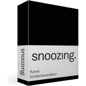 Snoozing - Flanel - Kinderhoeslaken - Ledikant - 60x120 cm - Zwart