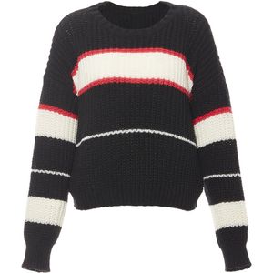 Mymo - Jumper - Zwart - Gebroken Wit Koraal - Pullover Trui