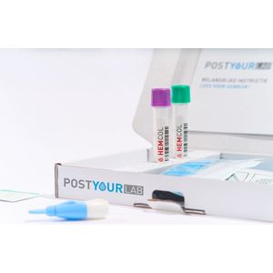 PostYourLab Gezondheidstest - Laboratoriumtest - Bloedarmoede test - de test meet hemoglobine, rode bloedcellen en witte bloedcellen