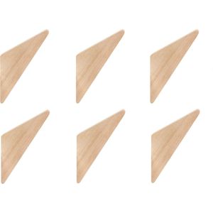 QUVIO Wandhaakjes - Set van 6 - Driehoek - Kapstokhaakjes - Kapstok - Kledinghangers - Kapstok haken - Hout - Lichtbruin - 7 x 2 x 12 cm
