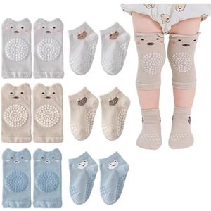3 paar babysokjes, 3 paar kruipkniebeschermers, kruipspelletjes, antislip vloersokken, comfortabel