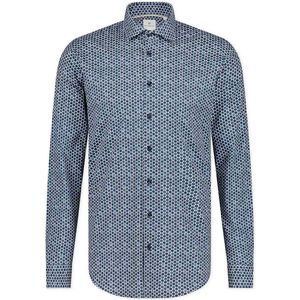 Blue Industry - Overhemd Stippen Donkerblauw - Heren - Maat 38 - Slim-fit