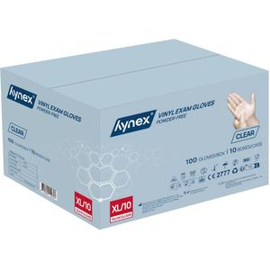 Hynex Vinyl handschoenen maat XL omdoos 1000 stuks Clear 4,5gram 10x100/box