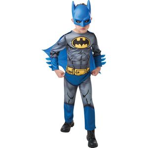 Rubies - Batman & Robin Kostuum - Core Batman Kostuum Jongen - Blauw, Geel, Grijs - Maat 128 - Carnavalskleding - Verkleedkleding
